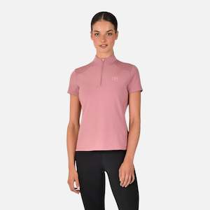 1/4 Zip Breathable Short Sleeve Top - Dusty Rose