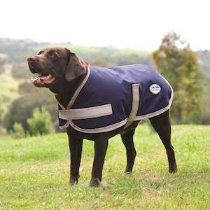 Weatherbeeta: Essential Plus Parka Dog Coat - Navy/Silver/Red