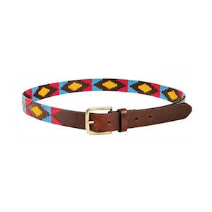 Leather Polo Belt Pink/Blue/Yellow 95cm