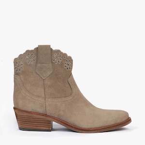 Cali Broderie Suede Cowboy Boot - Sand