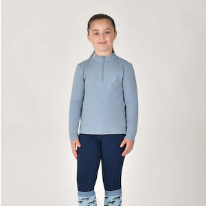 Dublin: Kids Brushed Long Sleeve Riding Top - Blue Fog