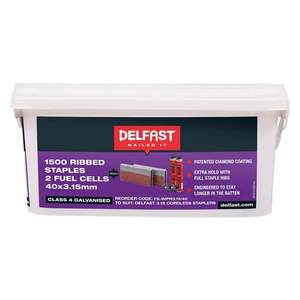 DELFAST GALV RIBBED FENCE BATTEN STAPLES + FUEL PACK