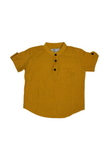 Boys' Mustard Yellow Striped Short-Sleeve