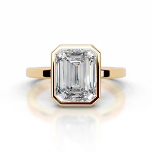4 Carat Emerald Cut Bezel Diamond Engagement Ring