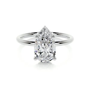 Pear Cut Solitaire Engagement Ring – 18K Gold & Platinum