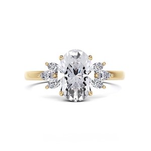 Trilogy Engagement Rings Nz Australia: Oval Diamond Engagement Ring 18K Yellow Gold - Platinum