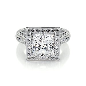 Halo Engagement Ring: 5 Carat Princess Cut Halo Diamond Engagement Ring