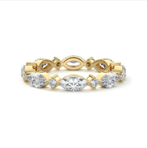 Marquise & Round Eternity Wedding Ring 18K Gold
