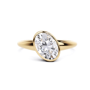 Oval Bezel Solitaire Band Engagement Ring