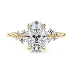 Oval Cut Side Stone Unique Engagement Ring