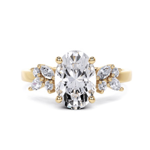 Lab Grown Diamonds Nz: Unique Oval Ring Engagement – 18K Gold & Platinum