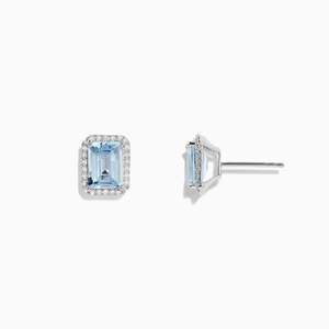 Diamond Stud Earrings: Amy- Aquamarine Earrings