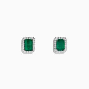 Halo Diamond Earrings: Angeline - Emerald Halo Earrings