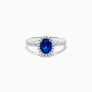 Alivia - Blue Sapphire & Diamond Ring 18K White Gold