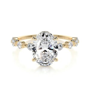 2 Carat Oval Side Stone Lab Grown Diamond Engagement Ring