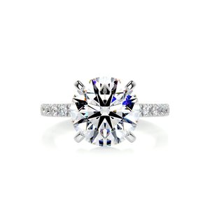 5 Carat Round Pavé Lab Grown Diamond Engagement Ring