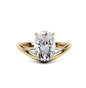One Of A Kind Engagement Rings: 2 Carat Oval Solitaire Natural Diamond Engagement Ring (Curved Band)