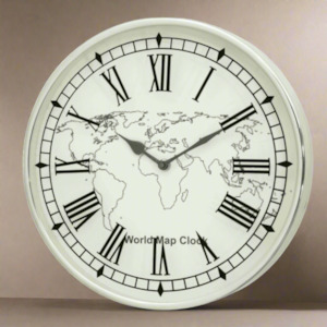 Clocks: WHITE WORLD MAP