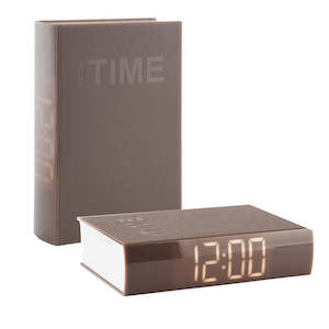 Clocks: GREY LED BOOK ALARM CLOCK