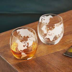 Wedding Anniversary: 2PC GLOBE WHISKEY GLASSES