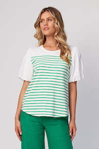 Lemon Tree: GREEN STRIPE LILLY TEE
