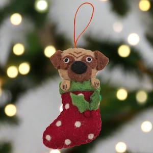 Christmas 1: PUG IN STOCKING DECORATION