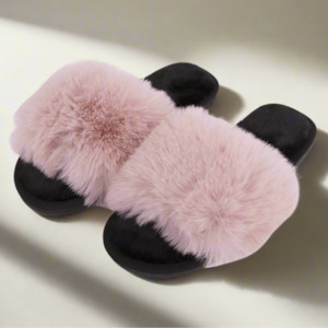 Footwear: PINK FLUFFY SLIPPERS