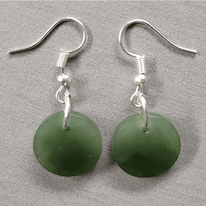Kiwiana: DISK GREENSTONE EARRINGS