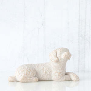 Home Decor: SMALL LYING WHITE DOG