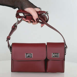 Footwear: Minx Bordo Pocket Rocket Leather Bag
