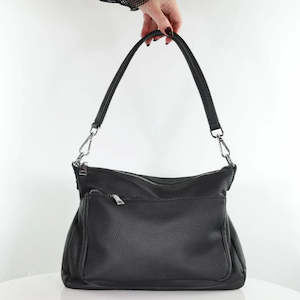 Footwear: Minx Black Harper Leather Handbag