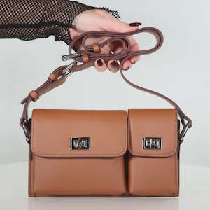 Footwear: Minx Tan Pocket Rocket Leather Bag