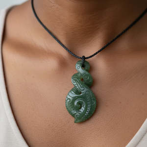 55mm Engraved Greenstone Twist Necklace