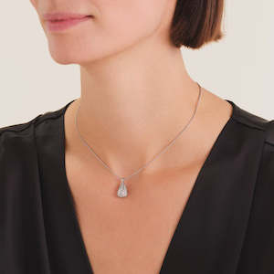 Accessories: Pave Stripe Silver Necklace