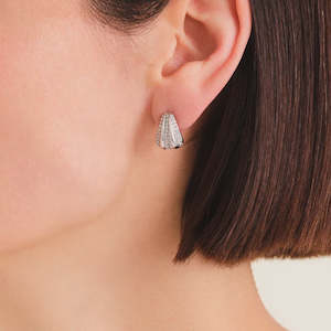Accessories: Pave Striped Studs Silver