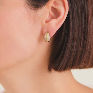 Pave Striped Studs Gold