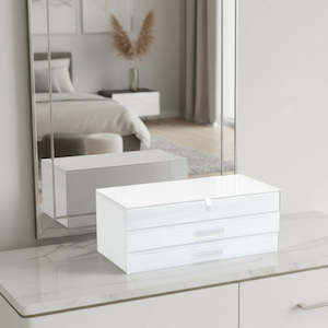 White Glass Jewellery Box 30cm