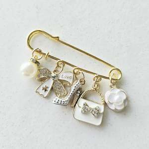 White Glam Pin Brooch