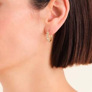 Jewellery 1: Playful Crystal Baguette Hoops Gold