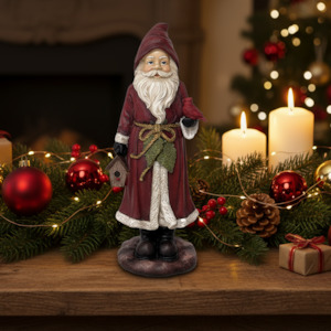 French Country Traditional Santa with Bird