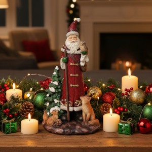 French Country Traditional Santa with Forest Animals
