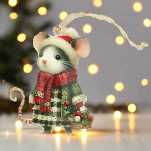 10cm Vintage Mouse Christmas Tree Decoration