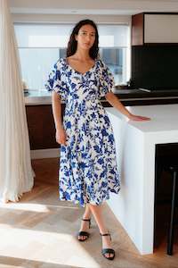 Seduce: Seduce Cobalt Blossom Gabrielle Dress