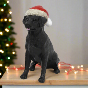 French Country: Black Dog Santa Hat