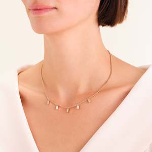 Playful Crystals Baguette Necklace Gold