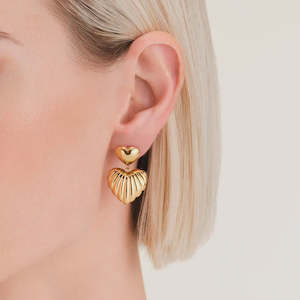 Rosefield Double Heart Gold Earrings
