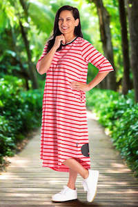 Jellicoe Simone Dress Red & Pink Stripe