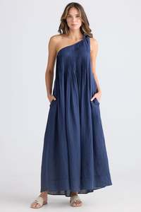 Lana Asymmetric Navy Lana Maxi Dress