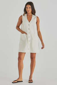 Sass Sabine White Denim Dress