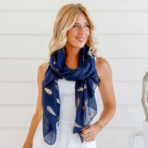 Navy Feather Scarf